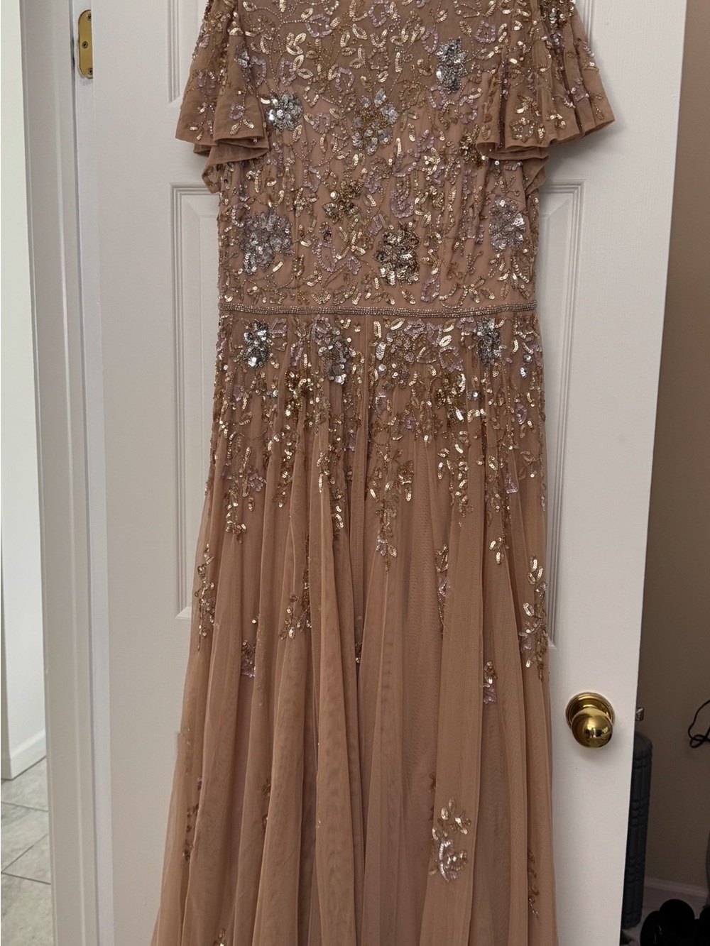 Saks Fifth Avenue Embellished Taupe Tulle Girls' Formal Dress